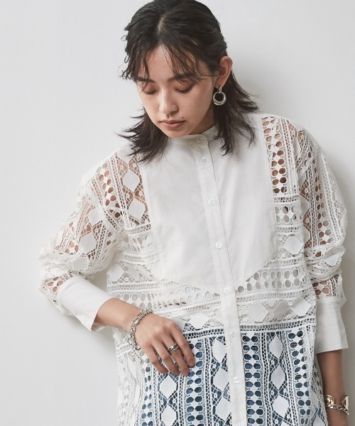 「CHIC STYLE」 長袖チュニック 3L オフホワイト レディース_画像8