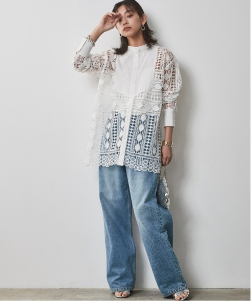 「CHIC STYLE」 長袖チュニック 3L オフホワイト レディース_画像9