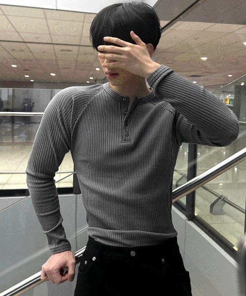 COSYHARU（コシハル） tシャツ ヘンリーネックマッスルフィット 