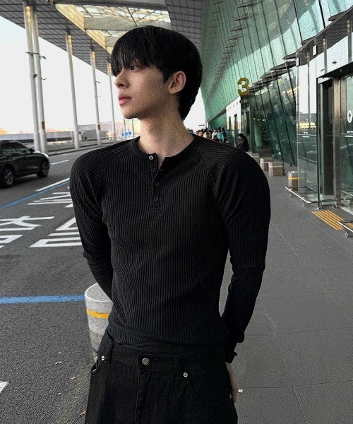 THOM BROWNE ラグラン ヘンリーネック カットソー Wタックラグラン
