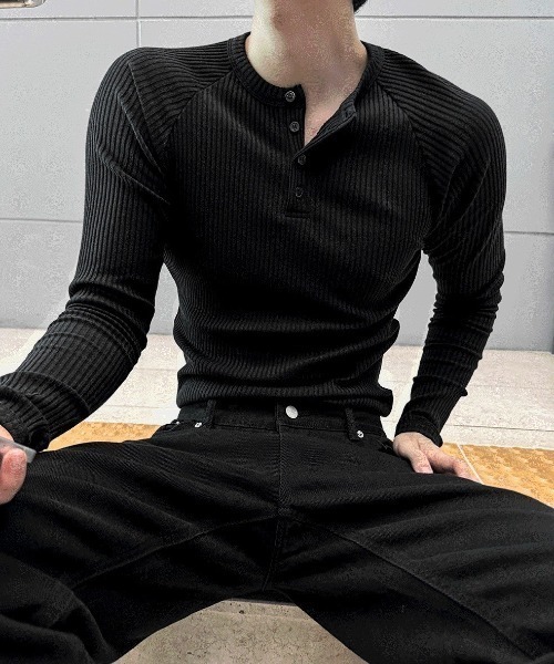 COSYHARU（コシハル） ヘンリーネック tシャツ ヘンリーネックマッスル