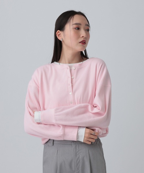 LEPSIM（レプシィム） ヘンリーネック tシャツ ドッキングワッフル