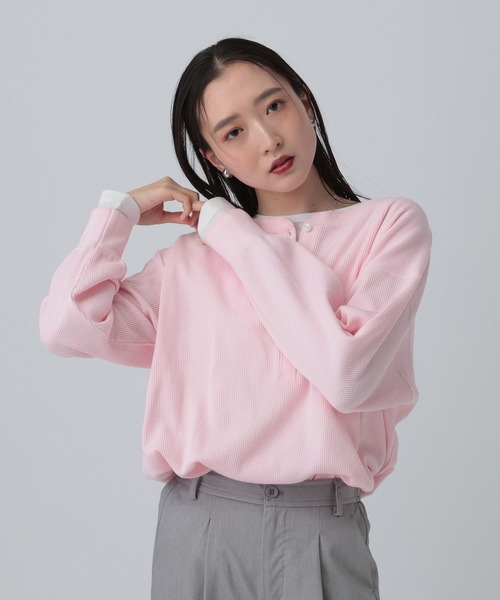 LEPSIM（レプシィム） ヘンリーネック tシャツ ドッキングワッフル 