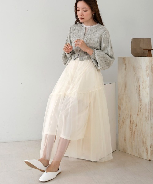 「Bab」 フレアスカート M チャコールグレー レディース_画像4