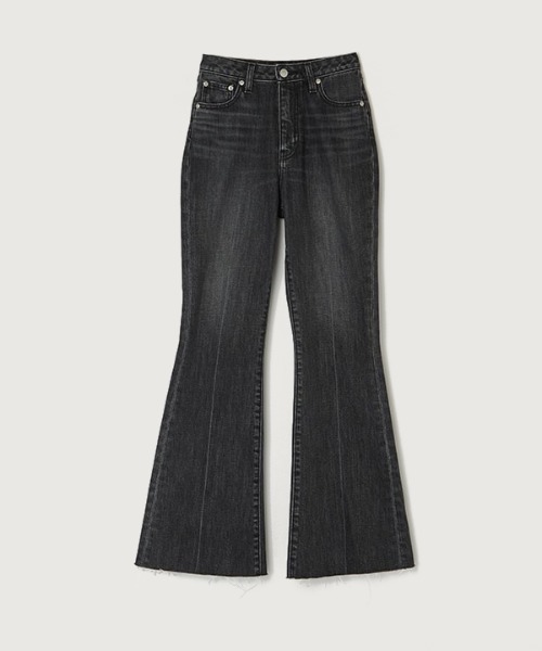 「anuans」 ブーツカットデニムパンツ 0 グレー レディースの画像