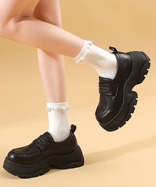 ローファー スニーカーソール 厚底コインローファー ボリュームソール レディース | lulufa | 01