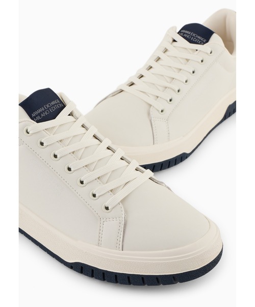 「ARMANI EXCHANGE」 シューズ 8 ホワイト×ネイビー メンズ_画像6