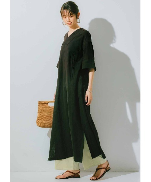 「IEDIT」 半袖ワンピース MEDIUM ブラック レディース_画像7