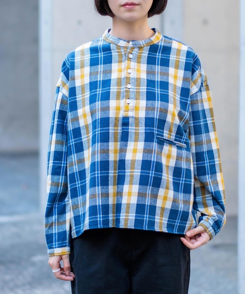 「D.M.G.」 長袖ネルシャツ 2 ブルー系その他 レディース_画像4