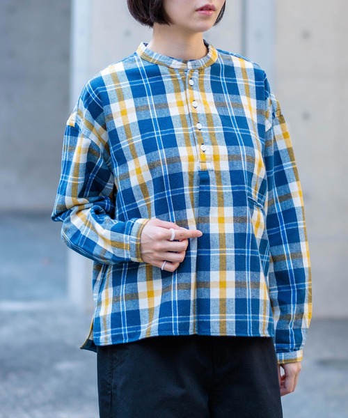 「D.M.G.」 長袖ネルシャツ 2 ブルー系その他 レディース_画像5