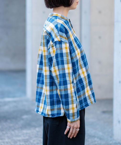 「D.M.G.」 長袖ネルシャツ 2 ブルー系その他 レディース_画像6