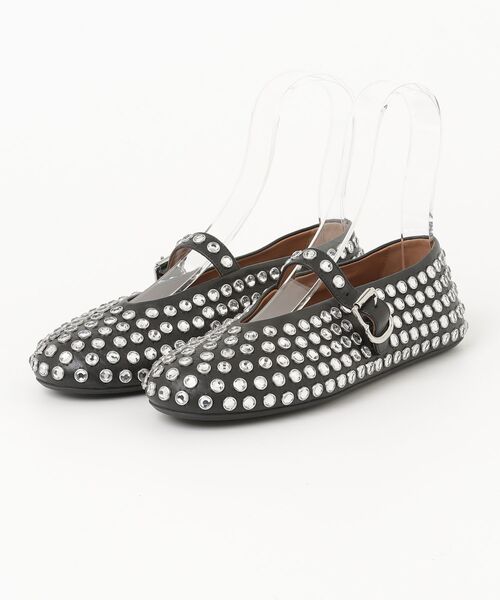 「ALAIA」 ラインストーン バレエシューズ 36.5 ブラック レディース