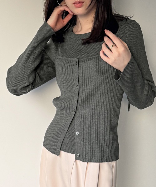 「junoah」 ニットアンサンブル LARGE グリーン レディース_画像2