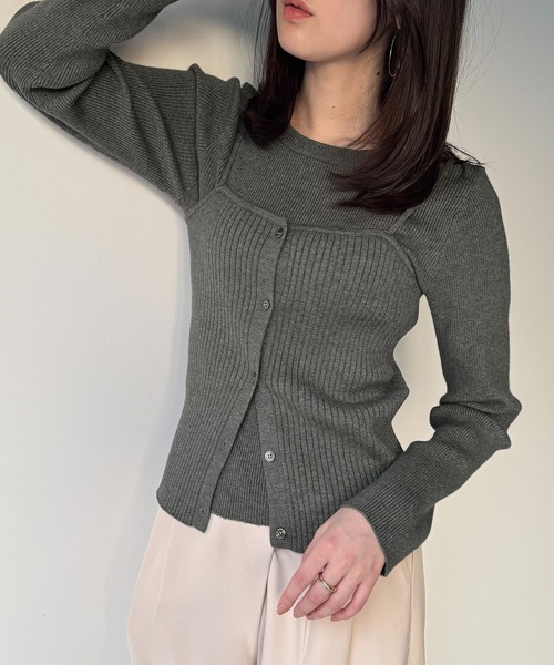 「junoah」 ニットアンサンブル LARGE グリーン レディース_画像4