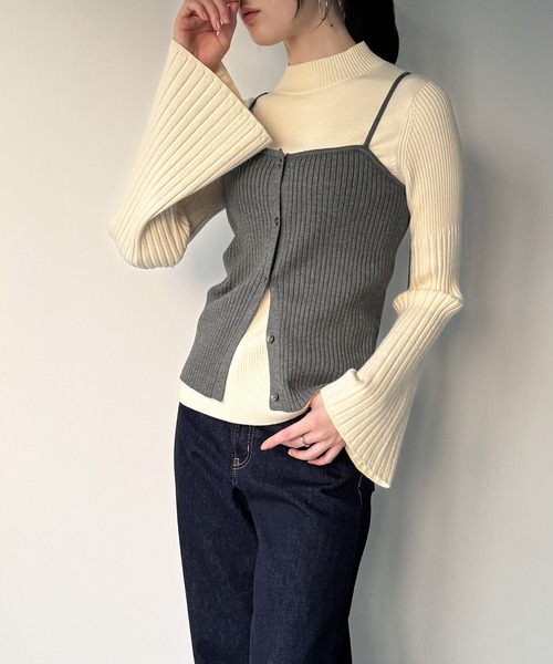 「junoah」 ニットアンサンブル LARGE グリーン レディース_画像8
