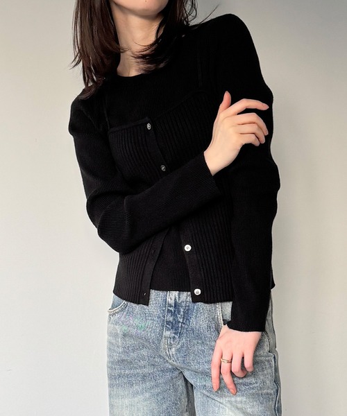 「junoah」 ニットアンサンブル LARGE グリーン レディース_画像9
