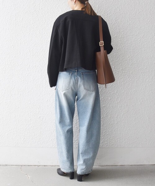 「SHIPS any」 ノーカラージャケット ONE SIZE ネイビー レディースの画像
