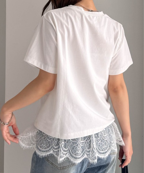 RANAN（ラナン） tシャツ 半袖 レースレイヤードコンパクトTシャツ