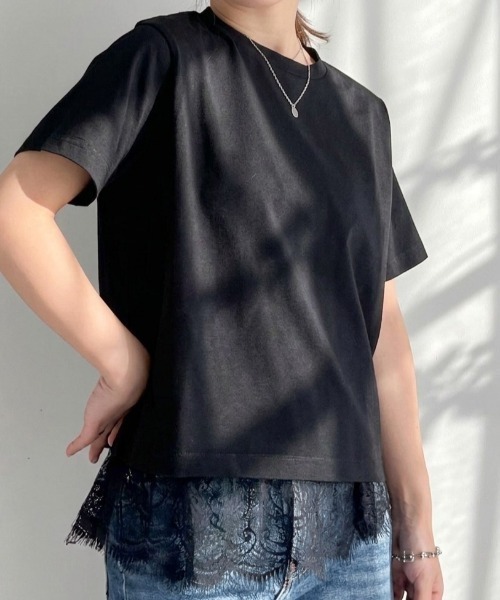RANAN（ラナン） tシャツ 半袖 レースレイヤードコンパクトTシャツ