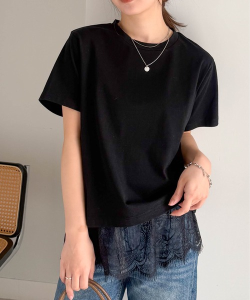 RANAN（ラナン） tシャツ 半袖 レースレイヤードコンパクトTシャツ