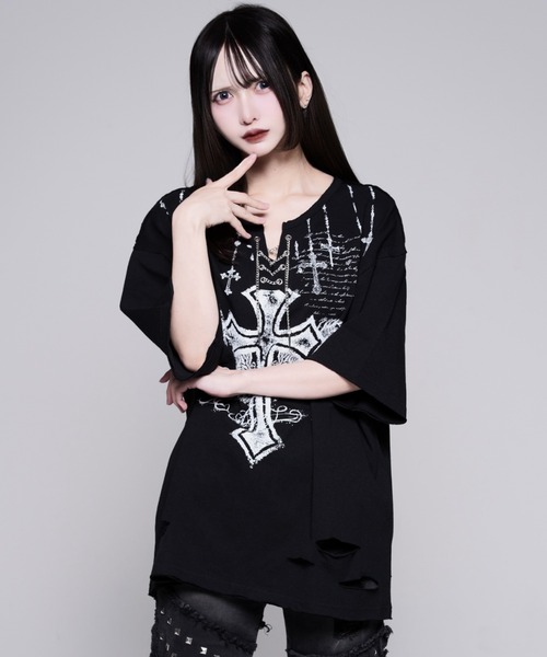 REFLEM（レフレム） tシャツ 「REFLEM/レフレム」チェーン編み上げ