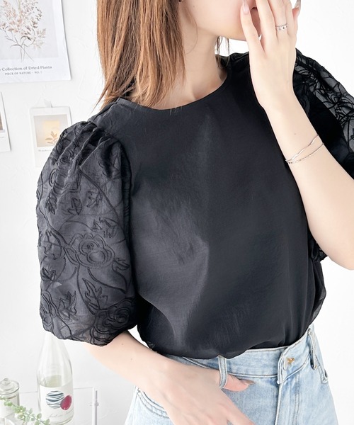 「classicalelf」 半袖ブラウス X-LARGE ブラック レディース_画像7