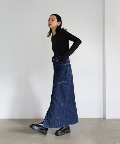 「hellam」 デニムスカート MEDIUM インディゴブルー レディース_画像6