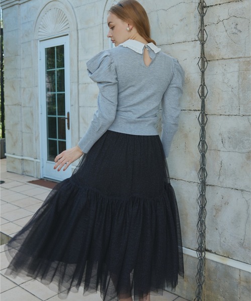 orgue ニットカーディガン　新品未使用 ORGUE（オルグ） カーディガン Puff Sleeve polo Knit/パフスリーブ