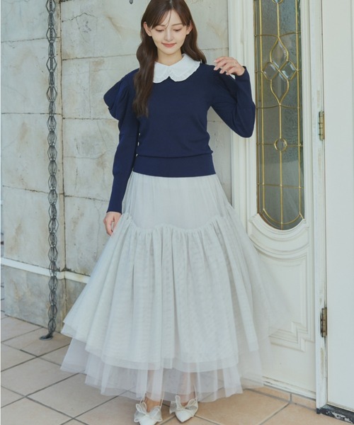 ORGUE（オルグ） カーディガン Puff Sleeve polo Knit/パフスリーブ