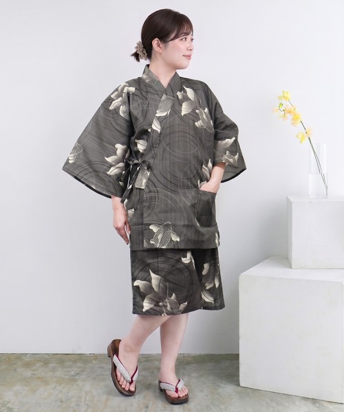 浴衣ドレス 甚平 大人用 浴衣 KYOETSU（京越） 浴衣 「大きいサイズ」リラックスタイムを楽しむ