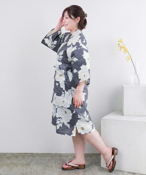浴衣ドレス 甚平 大人用 浴衣 KYOETSU（京越） 浴衣 「大きいサイズ」リラックスタイムを楽しむ