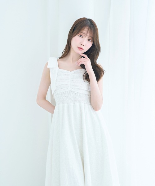 Rose Muse（ロゼミューズ） ワンピース Cotton lace ribbon cami dress
