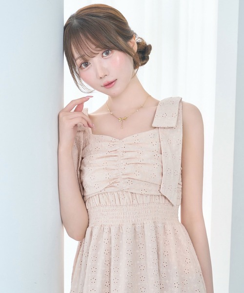 Rose Muse（ロゼミューズ） ワンピース Cotton lace ribbon cami dress