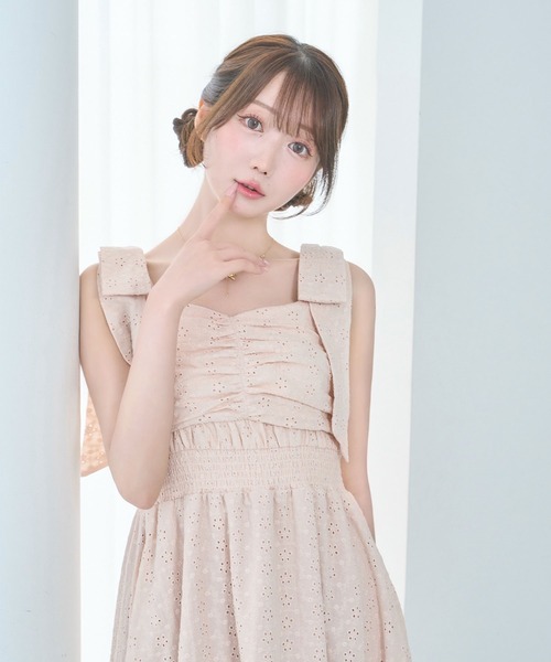 Rose Muse（ロゼミューズ） ワンピース Cotton lace ribbon cami dress