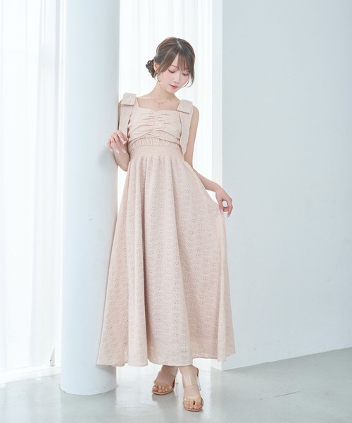 Rose Muse（ロゼミューズ） ワンピース Cotton lace ribbon cami dress