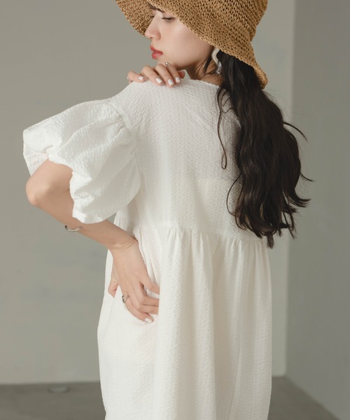 「hinari」 半袖ワンピース X-SMALL ホワイト レディース_画像7