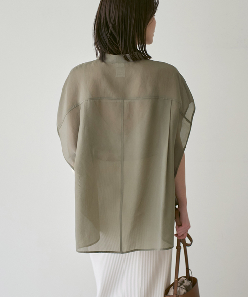 NOBLE（ノーブル） ブラウス シャツ フレンチスリーブシルキーシャツ