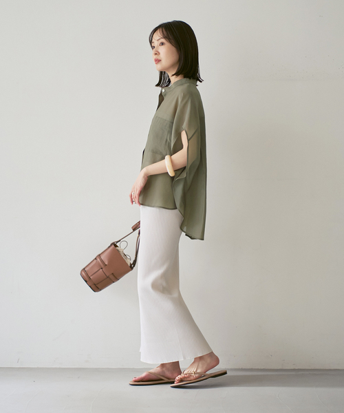 NOBLE（ノーブル） ブラウス シャツ フレンチスリーブシルキーシャツ