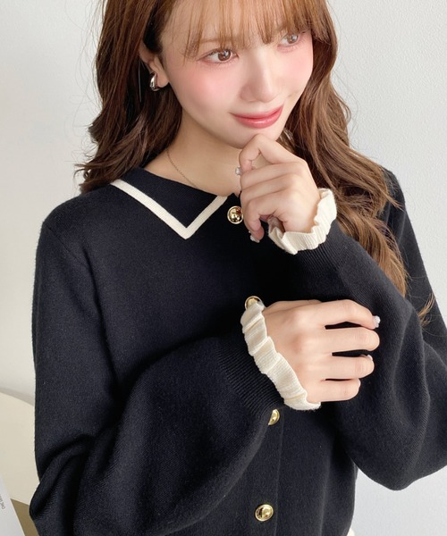 「moment+」 ニットカーディガン M ブラック レディース_画像7
