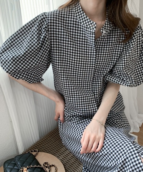 ワンピース スタンドカラーギンガムチェックシャツワンピース Zozotown Paypayモール店 通販 Paypayモール