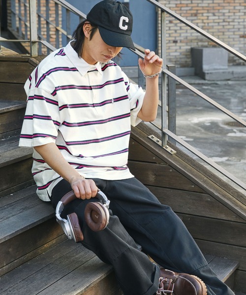 Dickies ラガーシャツ L ネイビー/レッド Dickies/ディッキーズ ロゴ刺繍オーバーサイズラガーシャツ MONO