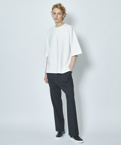 ABAHOUSE tシャツ 「定番」ドロップショルダー 五分袖 メロー