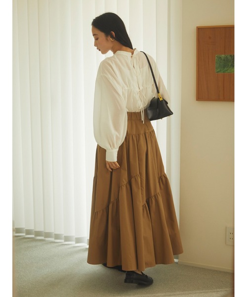美品✨ボールジィ 2024SS バックリボンブラウス シルク混 36 XS Stylevoice for xxx ブラウス シャツ バックリボンシアー