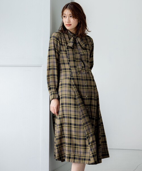 組曲（KUMIKYOKU） ワンピース シアーツイルチェック ワンピース