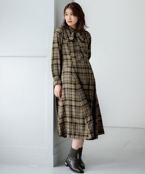組曲（KUMIKYOKU） ワンピース シアーツイルチェック ワンピース