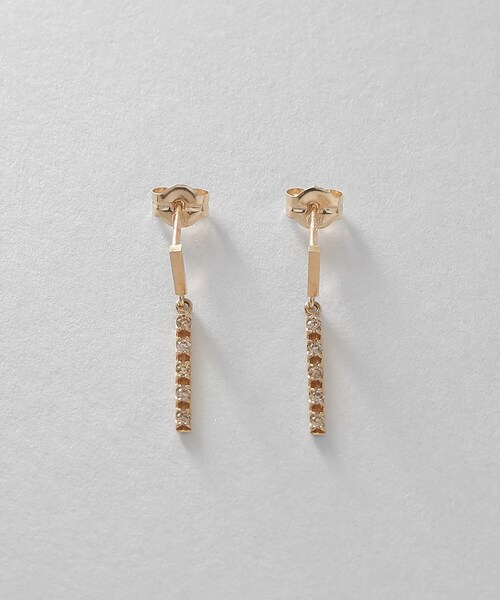 COCOSHNIK（ココシュニック） ピアス K10ダイヤモンド レクタングル