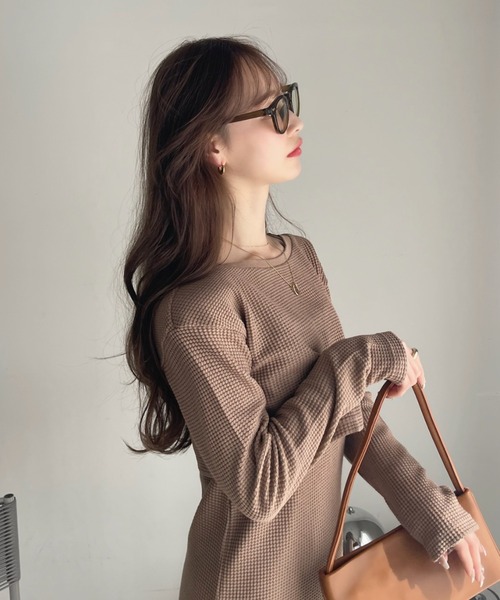 Ada. カーディガン 2pcs ワッフル ワンピース レディース : ZOZOTOWN