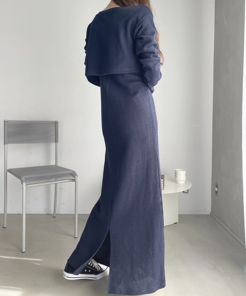 Ada. カーディガン 2pcs ワッフル ワンピース レディース : ZOZOTOWN