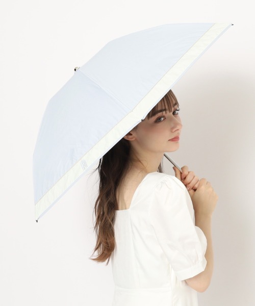 フルラ 日傘　晴雨兼用　遮熱遮光　折りたたみ傘 傘 ロゴアップリケ グレー 日傘】フルラ (FURLA) カラーブロック＆ロゴアップリケ 1級遮光