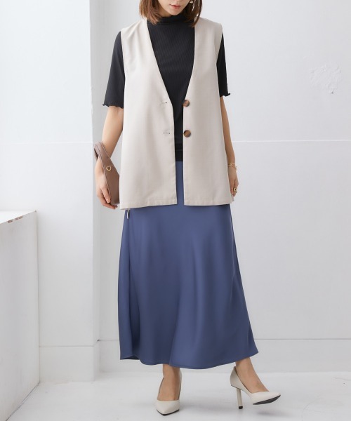 未使用品♪ cen. パイピング　リネンライク　ベスト　ジレ Sirin ベスト ジレ リネンライクショートジレ「日本製